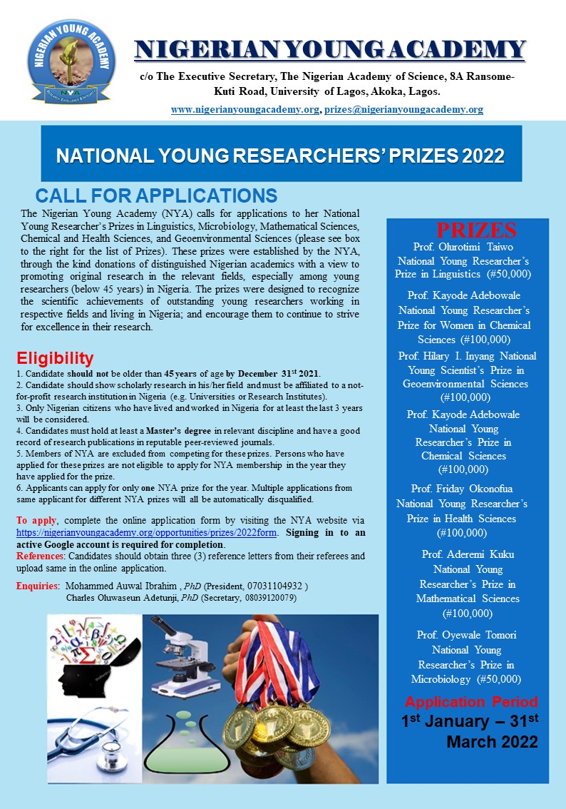 Nigerian Young Academy (NYA). National Young Researchers Prizes