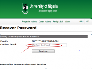 reset password on unn portal
