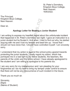 letter to headmaster