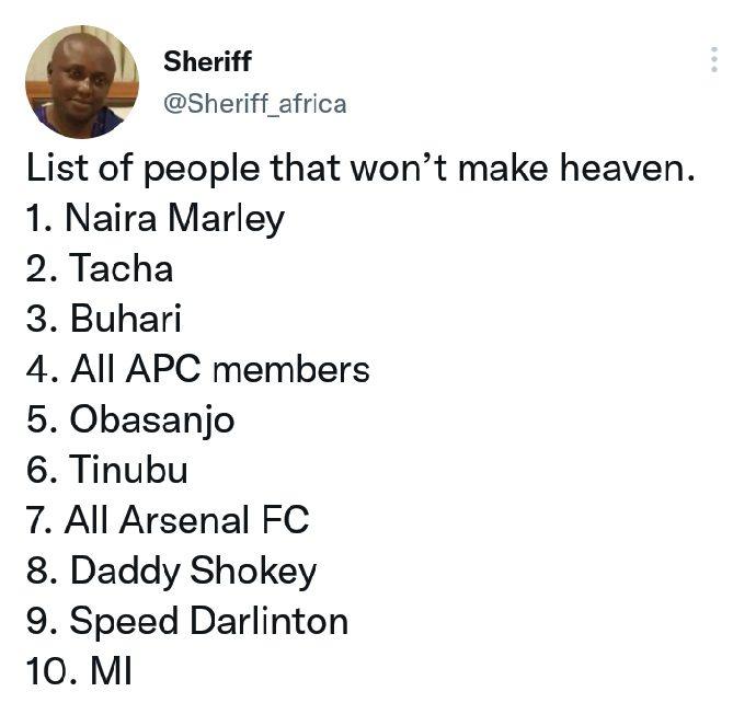 list of people that wont make heaven