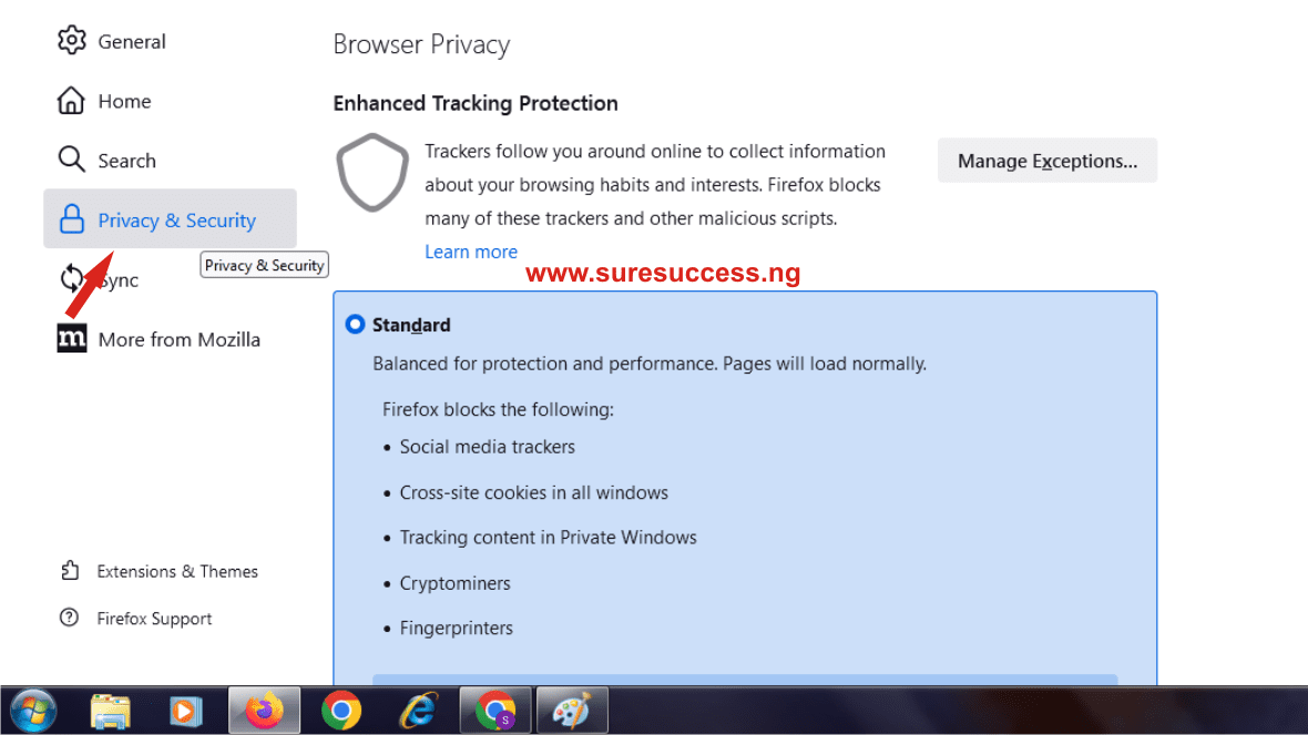 how to allow popup for jamb website