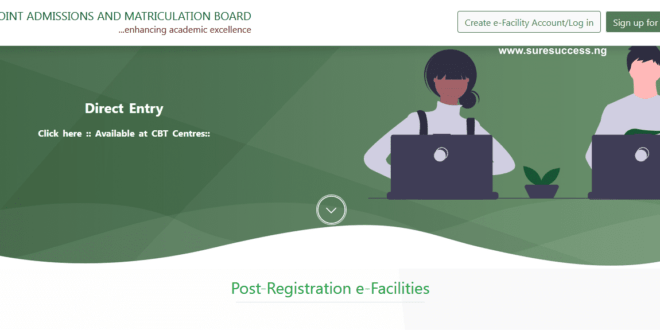 JAMB Portal Login page