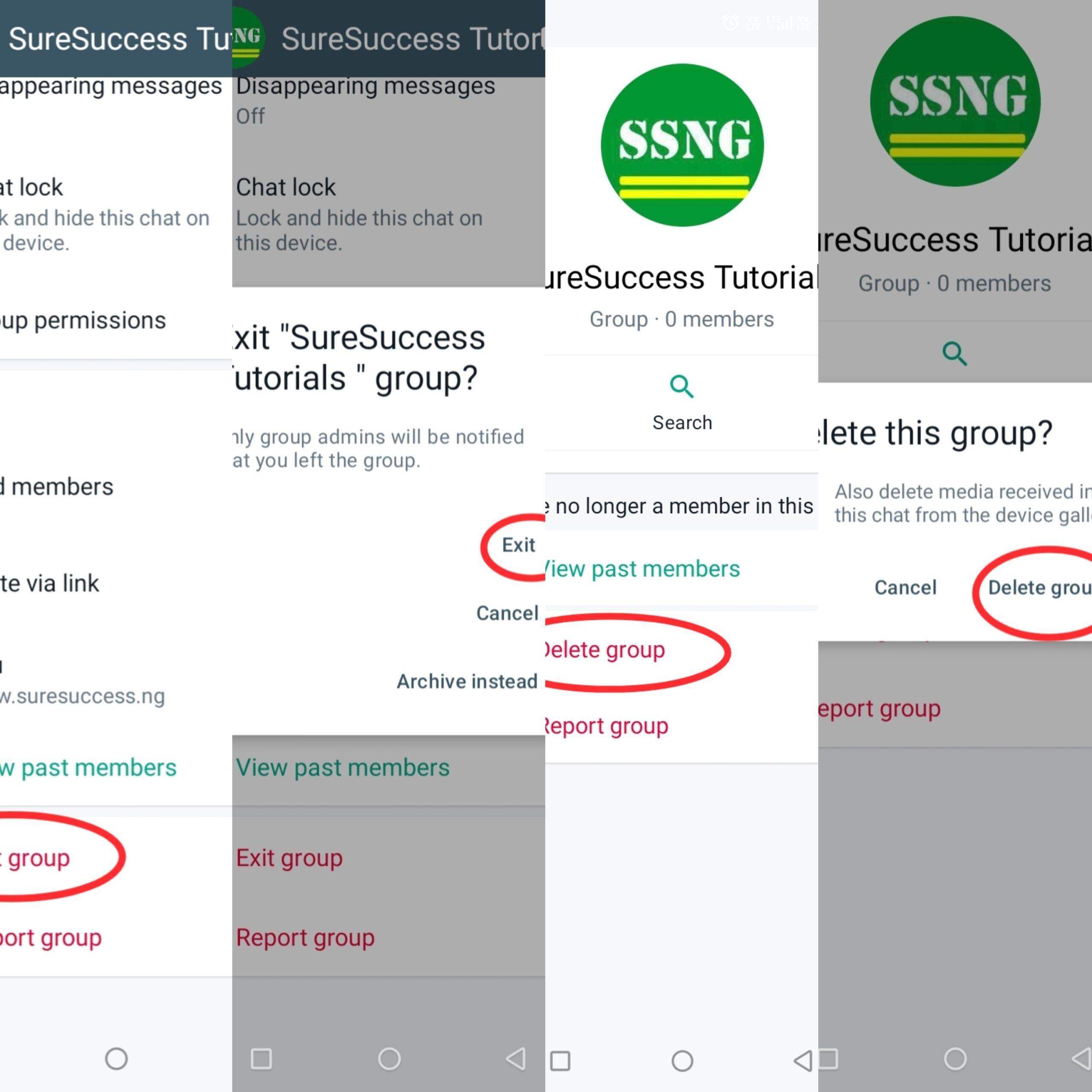 Exit WhatsApp group & Delete WhatsApp group 